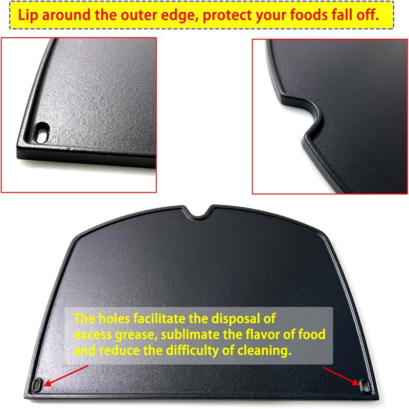 Direct Store DC138 6506 Cast Iron Griddle for Weber Q300 Q320 Q3000 Q3100 Q3200 Series Gas Grills Part, Replacement Part for Weber 57060001 586002 426001 56010049 404341, 1 Piece Black Griddle - Image 3
